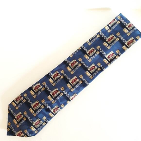Omaggio by Robert Talbott Silk Tie Blue Gold - Picture 1 of 3